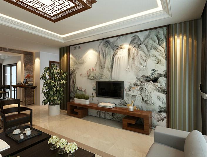 電視背景墻藝術玻璃-國畫山水圖背景玻璃 電視背景墻藝術玻璃-國畫山水圖背景玻璃